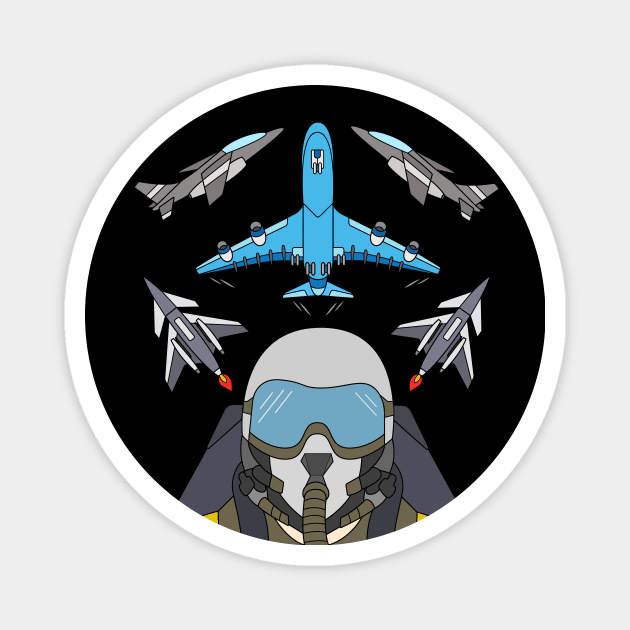 Cool Fighter Pilot Design with Jets and Airplane Magnet by samshirts